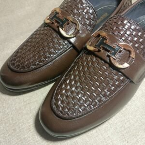 Dark Brown Pattern Office Shoes LS00003